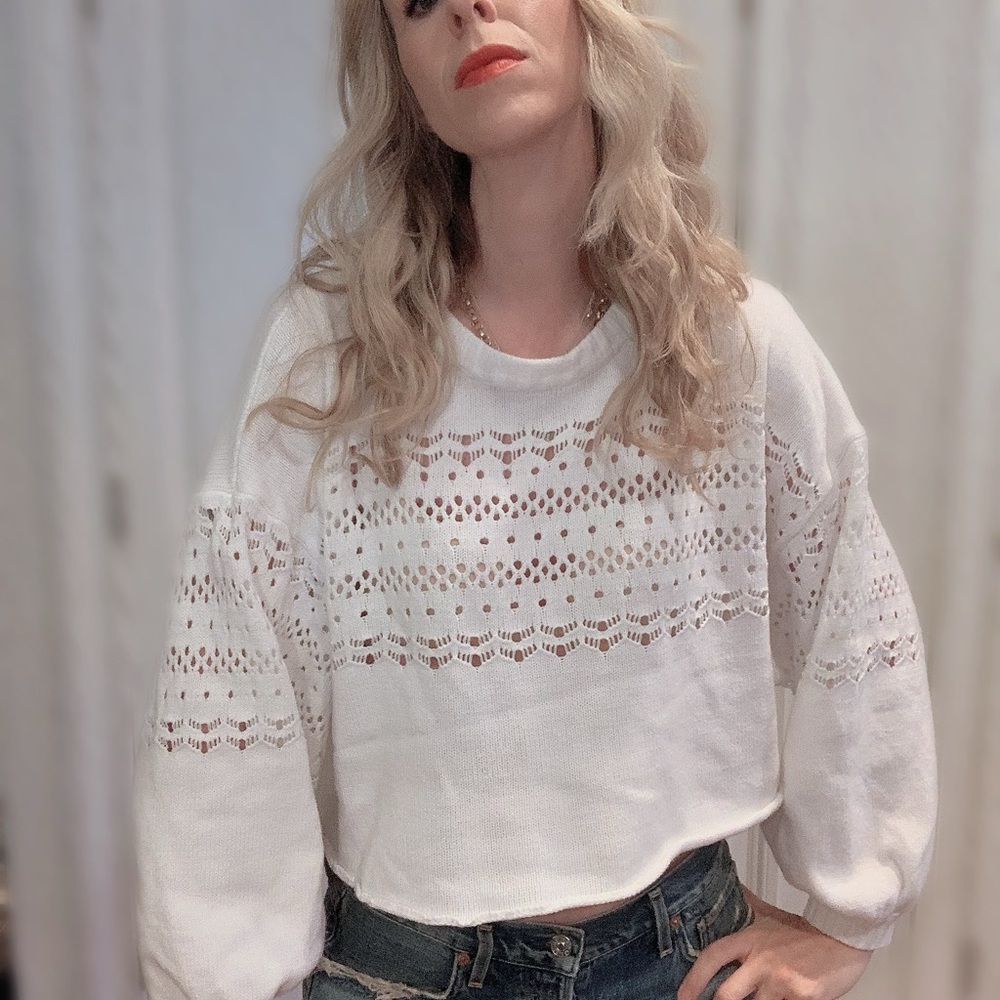 Urban outfitters crop top puff sleeve sweater - Picture 4 of 6